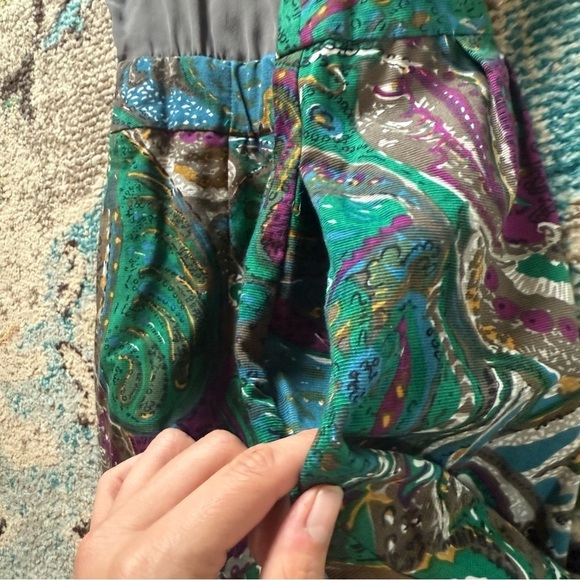 Anthropologie Maeve silk Charcoal and Teal Paisley Dress - Picture 9 of 9